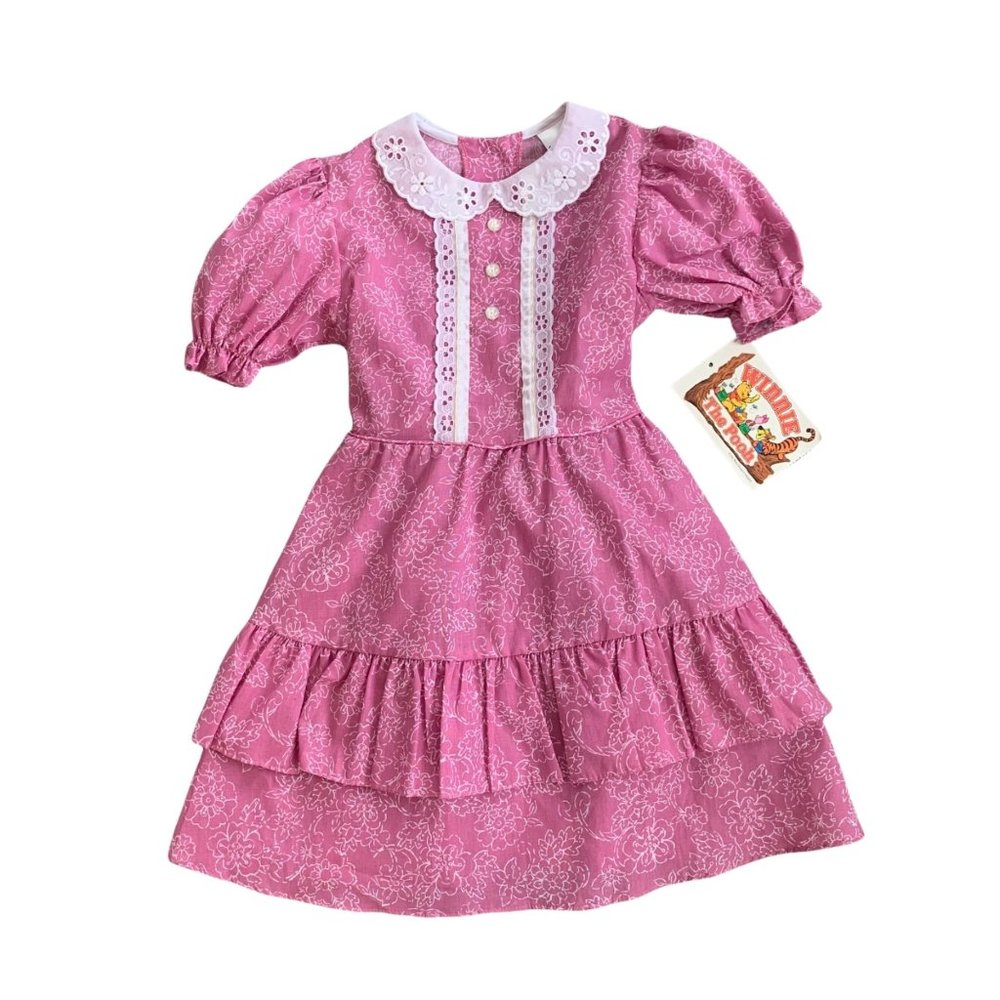 NWT Vintage Disney Winnie The Pooh Peter Pan Collar Floral Dress USA